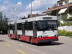 Saurer articulated trolleybus 128 from 1982 (since withdrawn), in Oberseen, 2005.