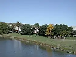 Wairoa riverbank viewed from SH2 bridge over Wairoa River