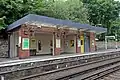 The waiting shelter on the Southport-bound platform.