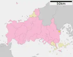 Location of Waki in Yamaguchi Prefecture