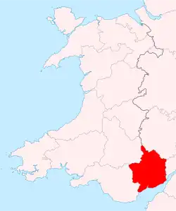 Monmouthshire shown within Wales