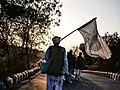 Walking with the flag