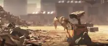 WALL-E holding a bra