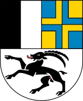 Modern coat of arms of the Swiss canton of Graubünden, combined (marshalled) from the three older (15th to 16th century) coats of arms of the Three Leagues in 1932.