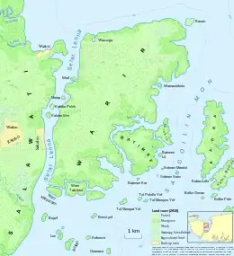 A map of Warir Island and surroundings