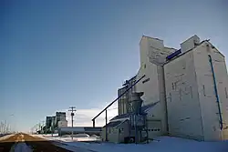 Last surviving elevator row in Alberta, located in Warner