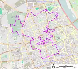 Anachronistic map with borders of the Warsaw Ghetto in November 1940, with location of Umschlagplatz for awaiting death trains