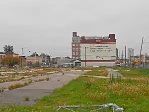 Empty lots at 1101 S. Broad and 1301 Washington where contributing buildings were located; 1201 Washington is in the background