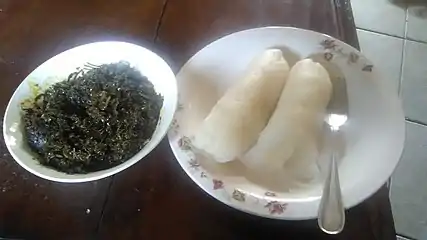 Lunch is ready! water fufu and Eru soup