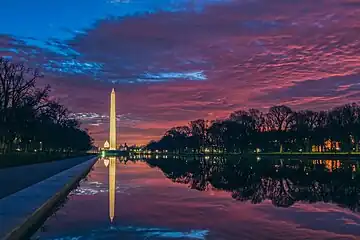 Washington Monument from the Lincoln Memorial Reflecting Pool in Washington, D.C.