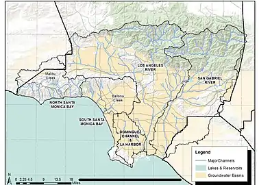 Streams and watersheds of Los Angeles County, California, including Ballona Creek