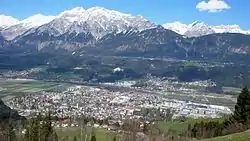 View over Wattens and the Inn Valleyto the Karwendel mountains