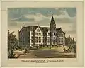 Print of historical Waynesburg University building (at the time: Waynesburg College)