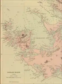 Old map of Weddell Island featuring Horse Block