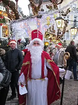  A man dressed as Saint Nicholas in Baden-Baden for Weihnachten celebrations