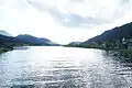 Weissensee western view from Techendorf bridge