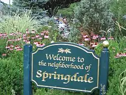 Welcome sign at entrance to railroad station, Hope Street