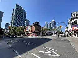 View of the Village looking east from Church and Wellesley Street in 2023