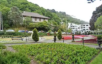 Part of Main Garden and Floral Displays garden, with Wellington Anglican Chinese Mission Church in the background