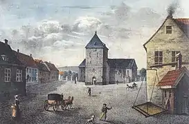 Stortorvet and the cathedral in 1830Painting by Peter Frederik Wergmann