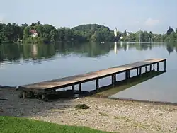 Lake Weßling with the town of Weßling in the background