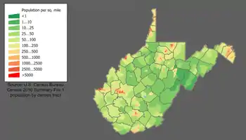 Image 33West Virginia population density map (from West Virginia)