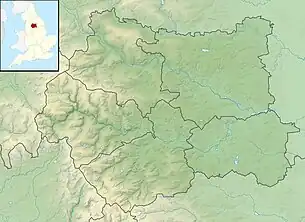 Relief map of West Yorkshire showing the location of the reservoir