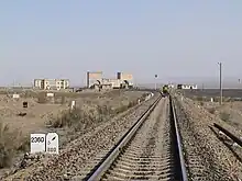 Terminus of the Lanxin railway at Alataw Pass, where the Chinese rail system connects with that of Kazakhstan at Dostyk.  From Kazakhstan, rail links extend into Russia.