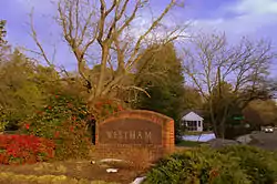 Westham sign of neighborhood still called Westham built on the old town in 1930.