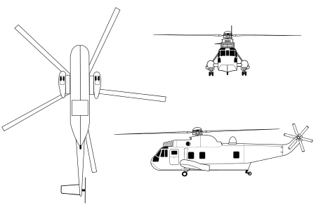 Orthographically projected diagram of the SH-3 Sea King.