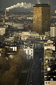 Aerial view before renovation (Rue Ducale/Hertogsstraat in the foreground)