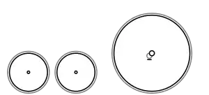 Diagram of two small leading wheels and a single large driving wheel