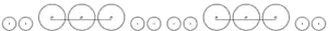 Diagram of two small leading wheels, three large driving wheels joined by a coupling rod, four small trailing wheels, three large driving wheels joined by a coupling rod, and two small leading wheels