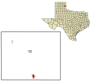 Location in Wheeler County and the state of Texas.