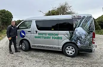 Dion Arnold and the White Heron Sanctuary Tours minibus