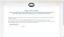 Screenshot of a "Page Not Found" message relayed by whitehouse.gov.