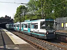 A T-68 stops at Whitefield tram stop in 2008.