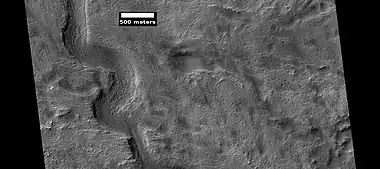 Channel on floor of Newton crater, as seen by HiRISE