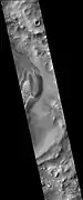 East side of South crater (Martian crater), as seen by CTX camera (on Mars Reconnaissance Orbiter).