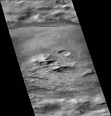 Von Karman Crater, as seen by CTX camera (on Mars Reconnaissance Orbiter).  Dark parts near the top are dunes.