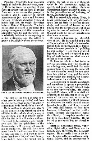 Wilford Woodruff phrenogram done by Nephi Schofield on February 28, 1897, after personal examination of Woodruff's cranium.