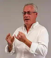 Author William McIntyre speaking at a BookCrossing Convention, Falkirk June 2023