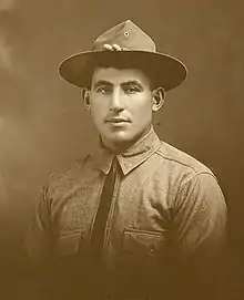 Man wearing a campaign hat.