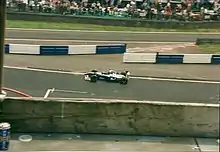 Jacques Villeneuve driving the FW19 at the 1997 British Grand Prix