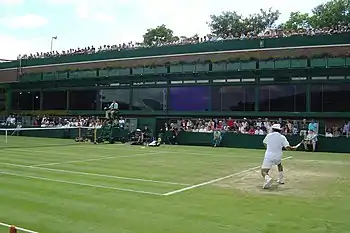 Image 60Sébastien Grosjean takes a shot on Court 18 during the 2004 Championships. (from Wimbledon Championships)