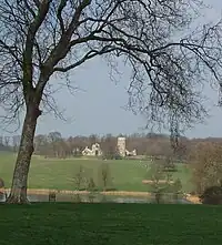 The lake and Gothic folly in the grounds of Wimpole Hall