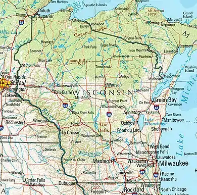 Image 74A general map of Wisconsin (from Geography of Wisconsin)