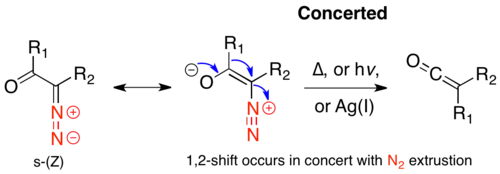 Concerted mechanism from the s-cis conformation.