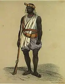 Image 39Wolof of Waalo, in "war costume" (1846) (from History of Senegal)