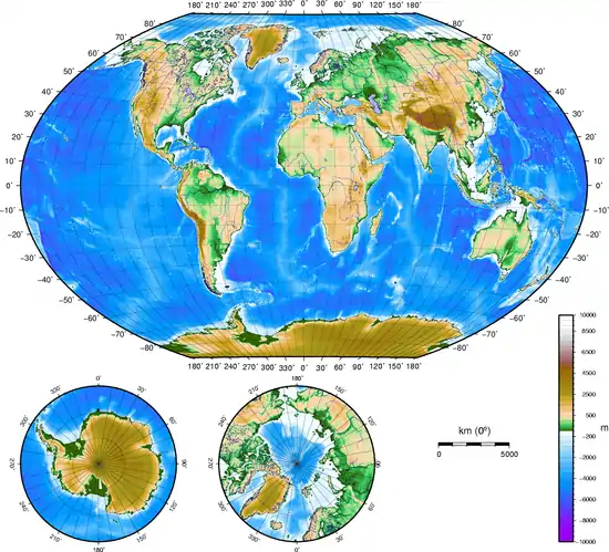 Topographical map of the world